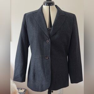 Harve Benard Sport Gray Wool Blend Blazer Size 12 Classic Tailored Jacket